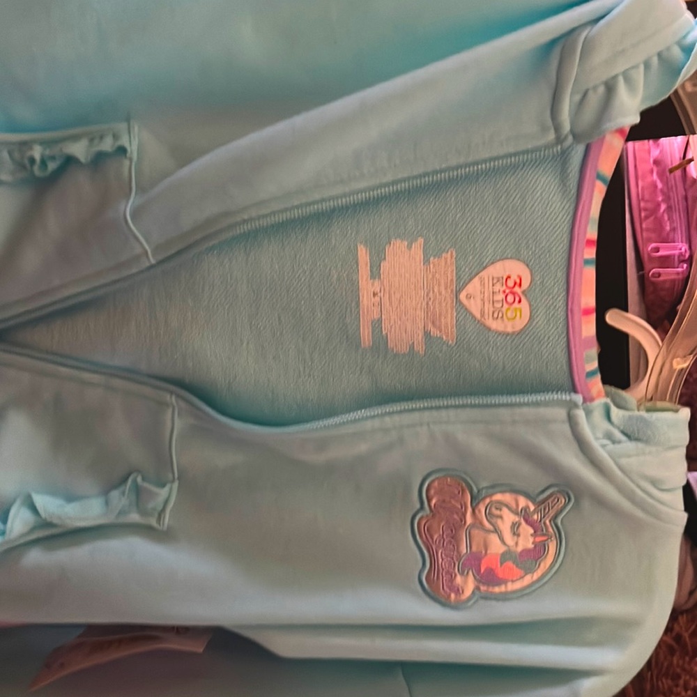Size 6 Garnimals Unicorn Light blue jacket with a hood and zip up,Cute colorful!